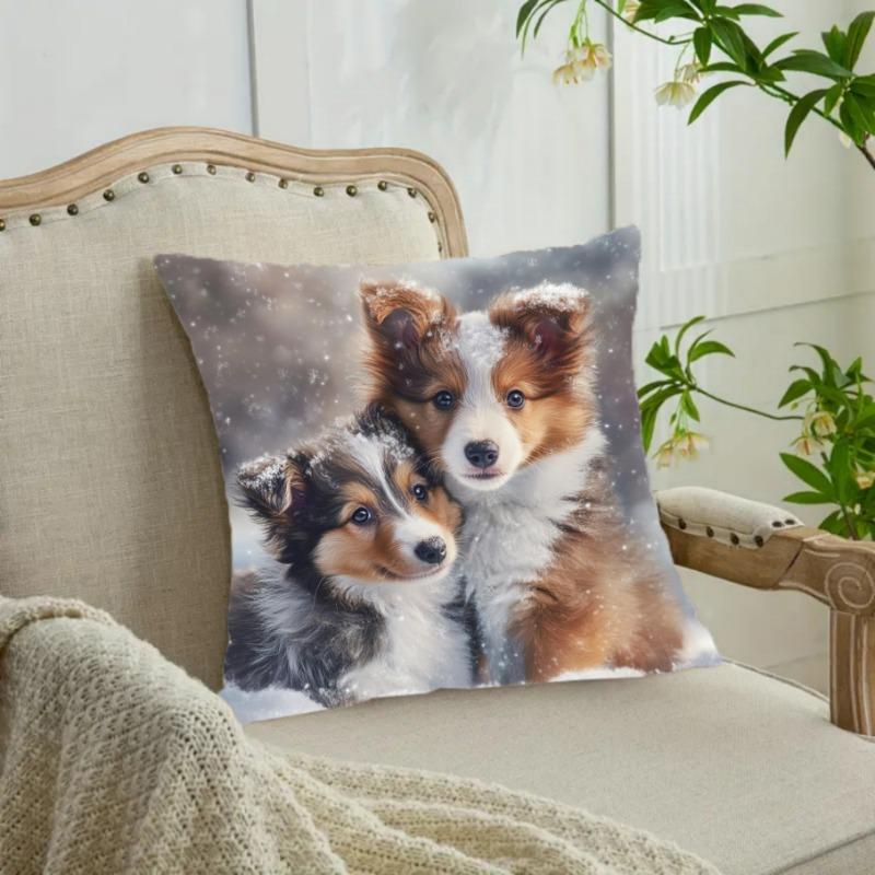Shetland Sheepdog Puppy Kussenslopen Stoel Woonkamer Kussensloop Gezellig Rits Bank Kussenslopen Slaapkamer Binnen Huis Decoratie