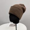 Zawiera 7% wełny lekki kaszmirowy dzianinowy karbowany pulowerowy kapelusz prosty potrójnie składany luźny zimowy ciepły kapelusz na zimno