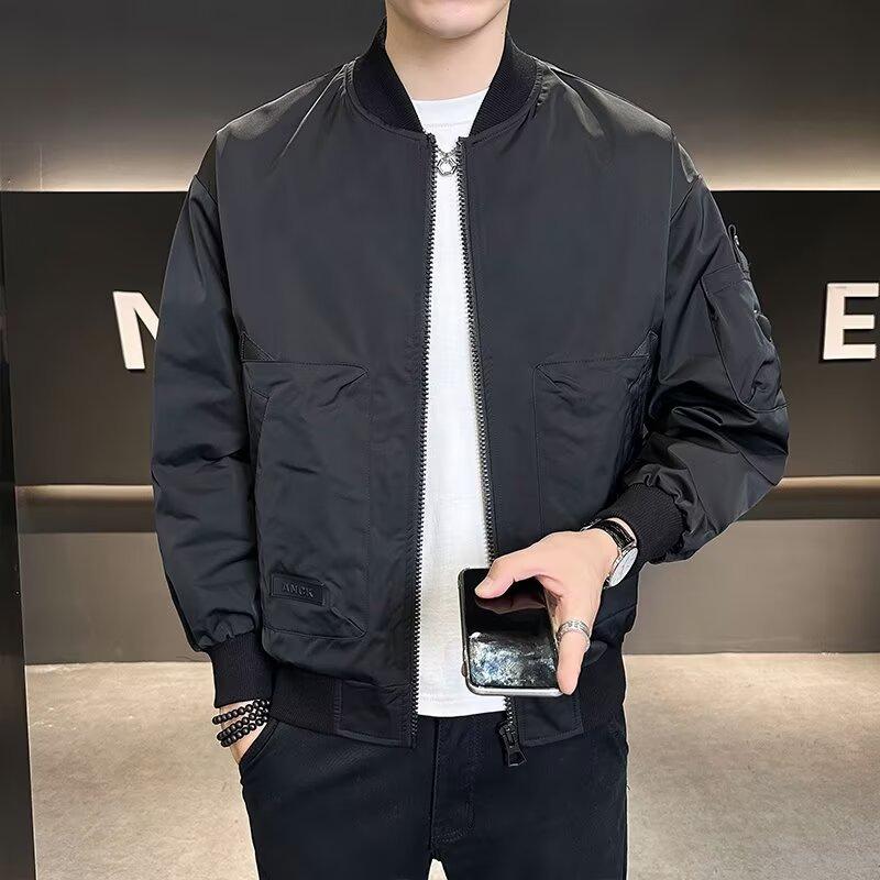 2025 New Jacket Jacket Men's Spring and Autumn 2025 New Simple Solid Color Versatile Ruffian Handsome Casual Baseball Jersey