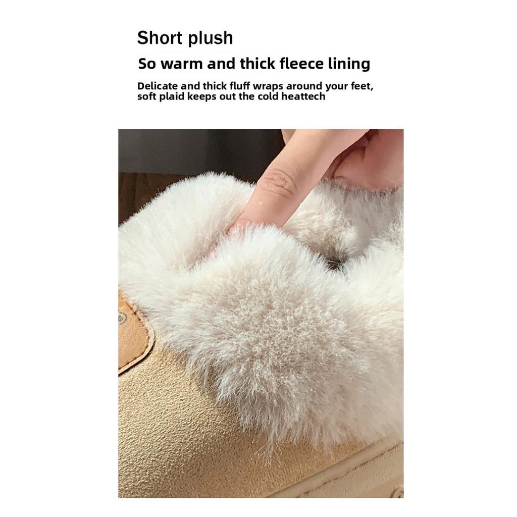 Bag Heel Cotton Shoes for Women In Autumn and Winter, Warm Home, Thick Soled Plush Cotton Slippers for Women Wearing Snow Boots