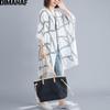 DIMANAF, chaquetas de verano de talla grande, abrigos, ropa de mujer, estampado Vintage, prendas de vestir exteriores a rayas para mujer, cárdigan holgado informal con cremallera, cárdigan fino