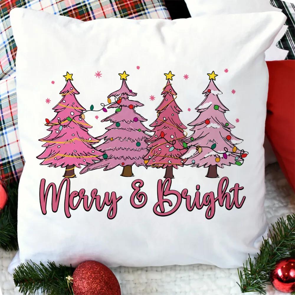 merry christmas printed Pillow Case christmas derco Pillow Dust Cover Bedroom Kids pink xmas Party Decoration Pillowcase gifts