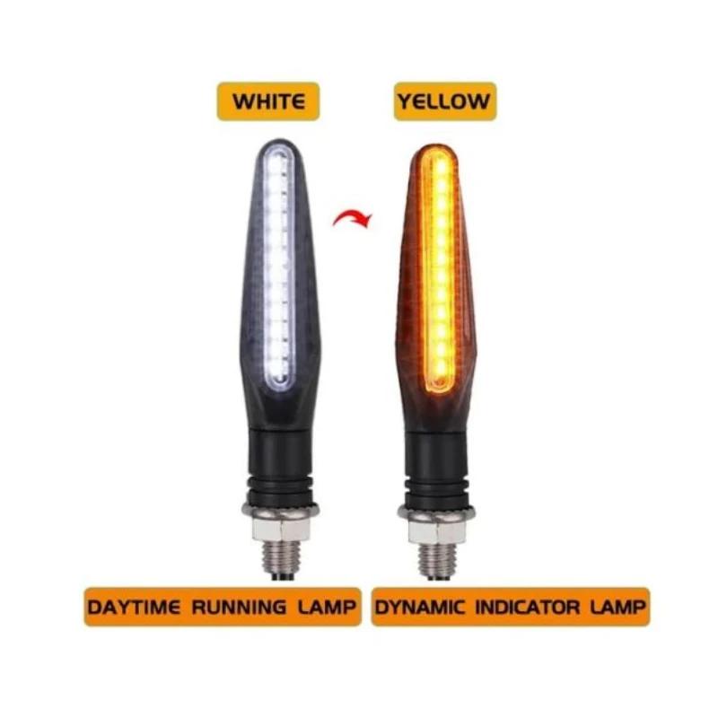 

24LED Motorcycle LED Turn Signal Lights White Red Amber Flowing Indicators Front Rear Light Flasher Blinker For Motorcycle 2Pcs White to Amber