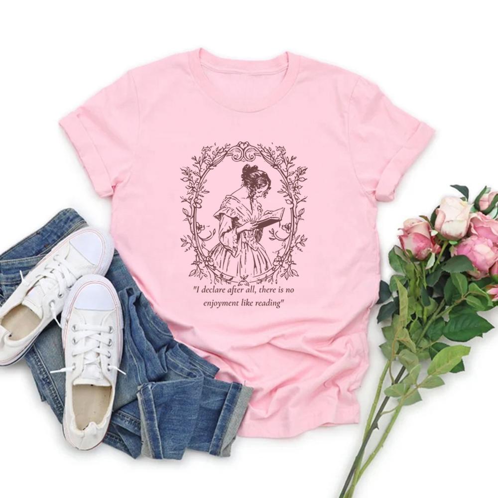 Pride and Prejudice T-Shirt Jane Austen Shirt Women T-shirts Short Sleeve Graphic Tees Vintage Women Clothes Bookish Gift
