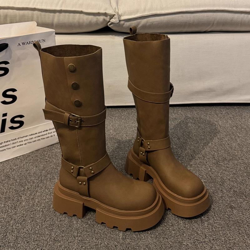 

Retro two-wear thick-soled knight boots women s new small tall and thin boots 40 хаки