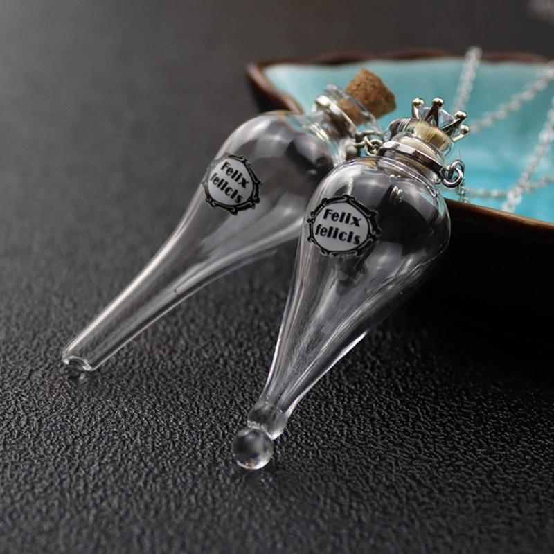 Collana con Bottiglia Magica Vintage Fai da Te Tappo Sughero Pozione Goccia d'Acqua Portafortuna Amuleto Catena per Maglione Gioielli alla Moda Regalo per Ragazze