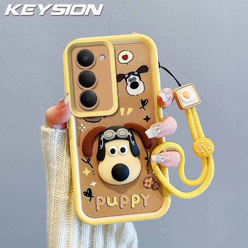 KEYSION Shockproof Case for OPPO A5 5G with Lanyard Soft Silicone Cute 3D Cartoon Doll Phone Back Cover for OPPO A5 2025