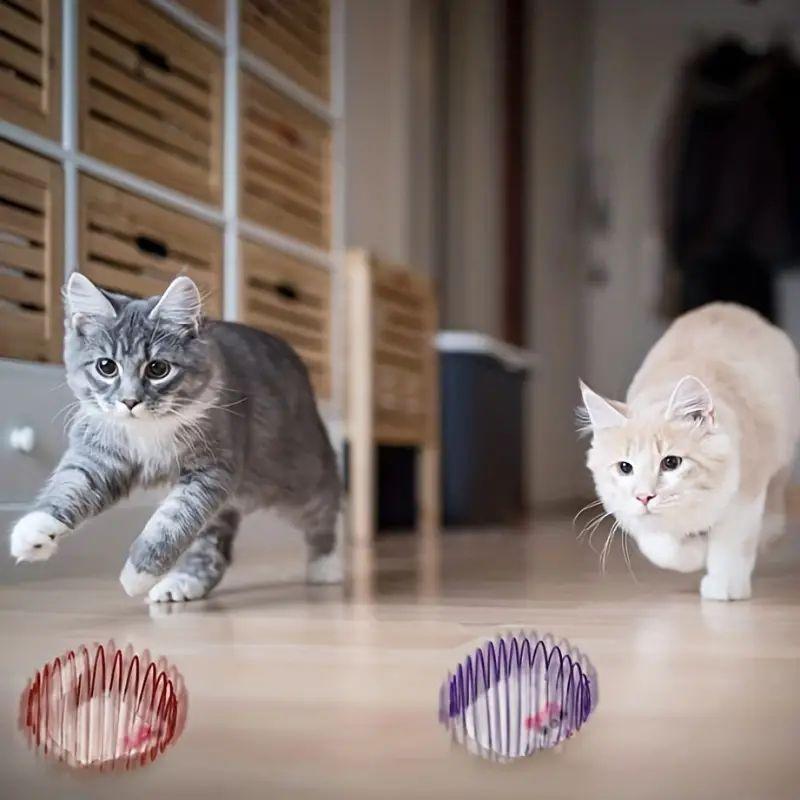 Cat Toy Balls Funny Stretchable Kitten Springs Toys Interactive Caged Rats Rolling Cat Balls Random Color Cat Accessories Pet