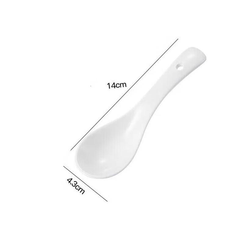 Kangfutao White Ceramic Soup Spoons