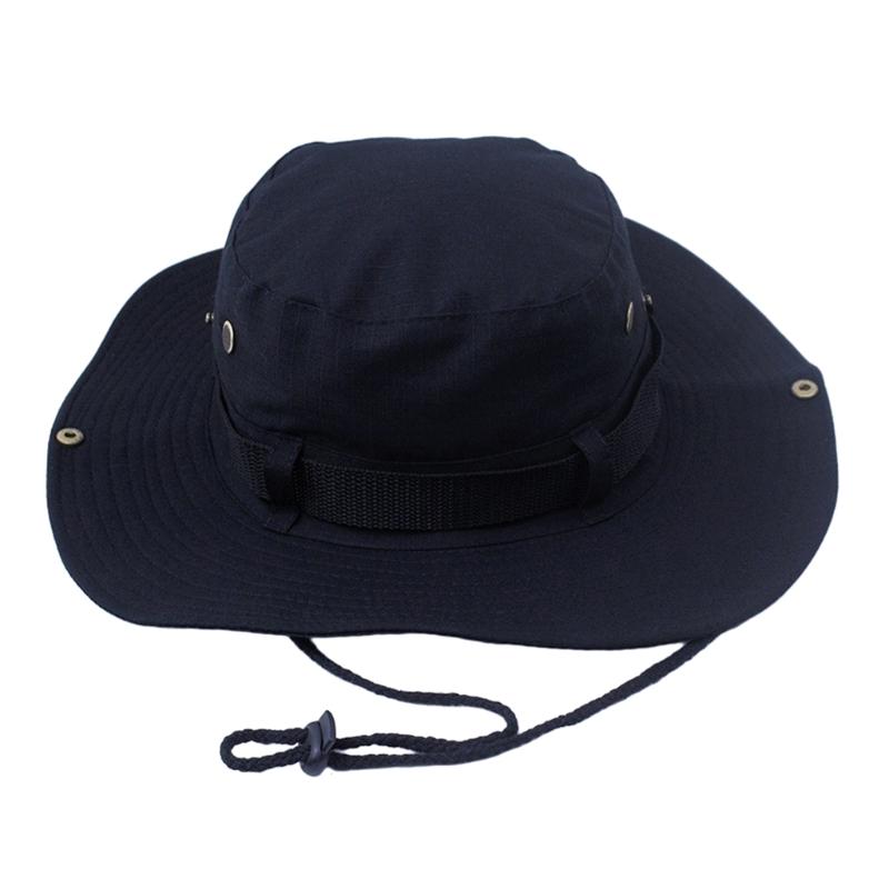 Outdoor Sun Protecting Hat Adjustable Chin Cord Cotton Bucket Hat For Fishing Gardening Travel Unisex