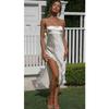 2024 Summer Versatile Women's Clothing Fashion Holiday Suspender Skirt White Sexy Open Back Temperament Split Dress