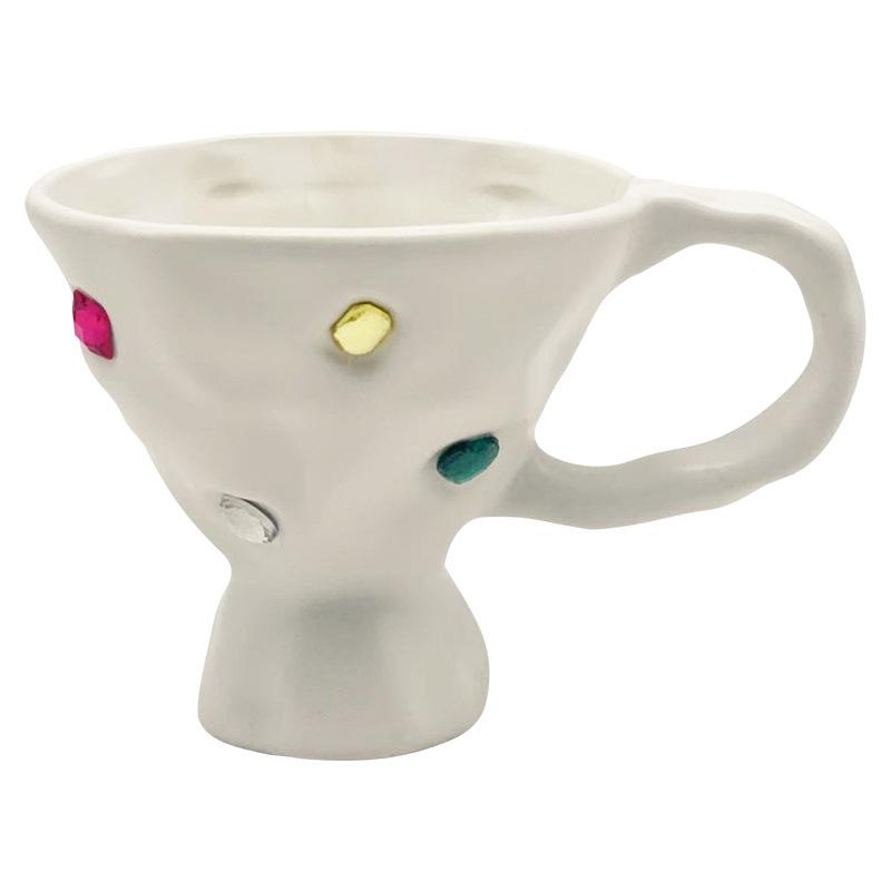 Edelstein Keramiktasse Frühstücksmilchbecher Kaffee Unregelmäßigkeit Farbige Edelsteinfassung Porzellantasse Becher Kaffeetassen mit Henkel