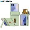 KEYSION Shockproof Case for Samsung Z Flip 7 6 5 5G Hard PC With Hinge Kickstand Card Slot Phone Cover for Galaxy Z Flip 5 6 7