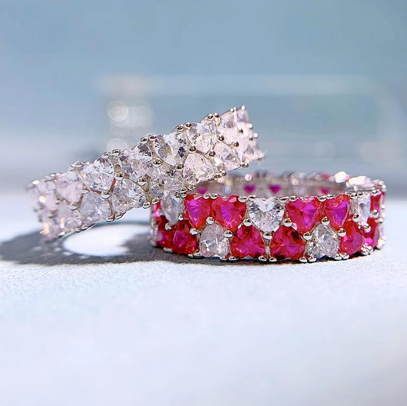 

Queen Heart Ru Бриллиант Кольцо 100% Real 925 sterling sier Party Обручальные кольца для женщин Свадебные помолвочные украшения Подарок