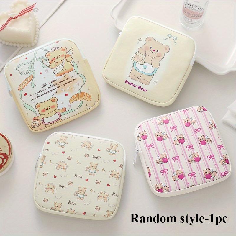 

1 шт. Портативная сумка для хранения гигиенических прокладок, мультяшный узор, органайзер для конфет и мелочей, легкий многофункциональный кошелек, дорожная сумка