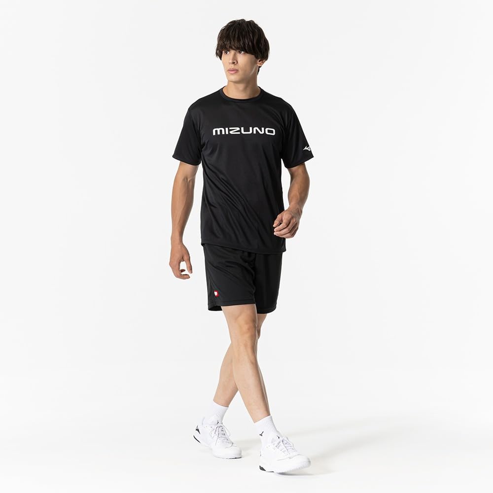 Mizuno Table Tennis Game Short JTTA M Shirt, Sleeve, U-Neck, Unisex, Moisture-Wicking, Quick-Drying, Certified, 82JAA110, Black/White,