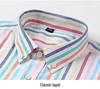 Men's Summer Striped Short-Sleeve Cotton Shirt with Turn-Down Collar