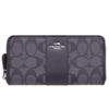 Luxury Signature Leather Accordion Zip Around Long Wallet with Signature Stripe Pattern Smoke X Outlet Item [CoConte] Women's (Black Black) -