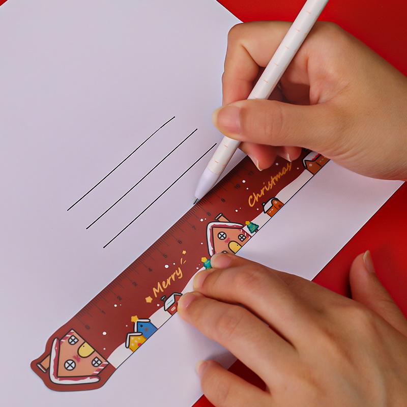 Cute Christmas Cartoon Magnetic Ruler - Soft Stationery Gift for Elementary Students