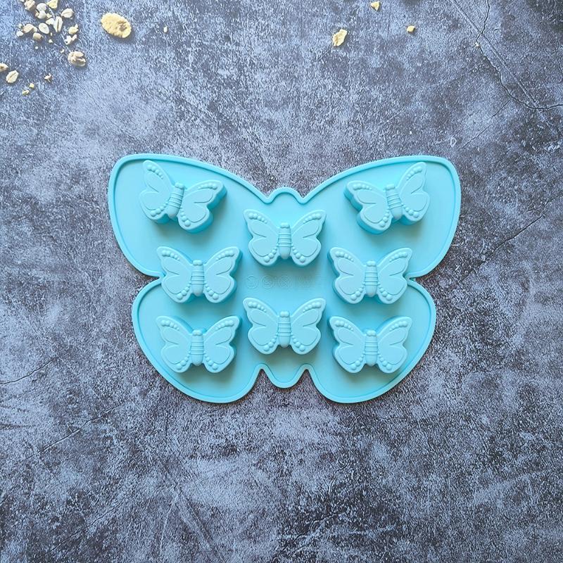1Pcs Diy Baking Candy Pudding Cake Decoration Mold 8 Holes Butterfly Silicone Chocolate Mold Summer Ice Cube Mold Drip Glue Tool
