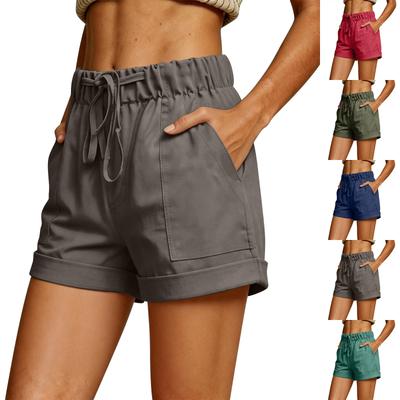 Women Casual Loose Fit Shorts with Pockets Elastic Waistband Drawstring Adjustable Summer Beach Shorts