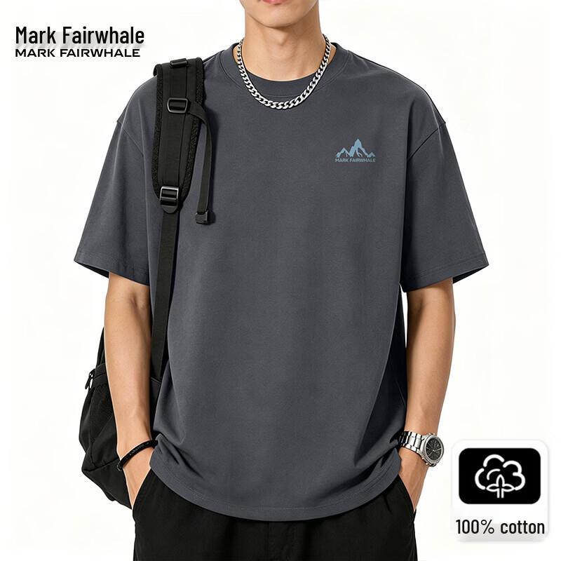 Mark Fairwhale Men s 2026 Summer Pure Cotton Loose Fit T-Shirt 2XL