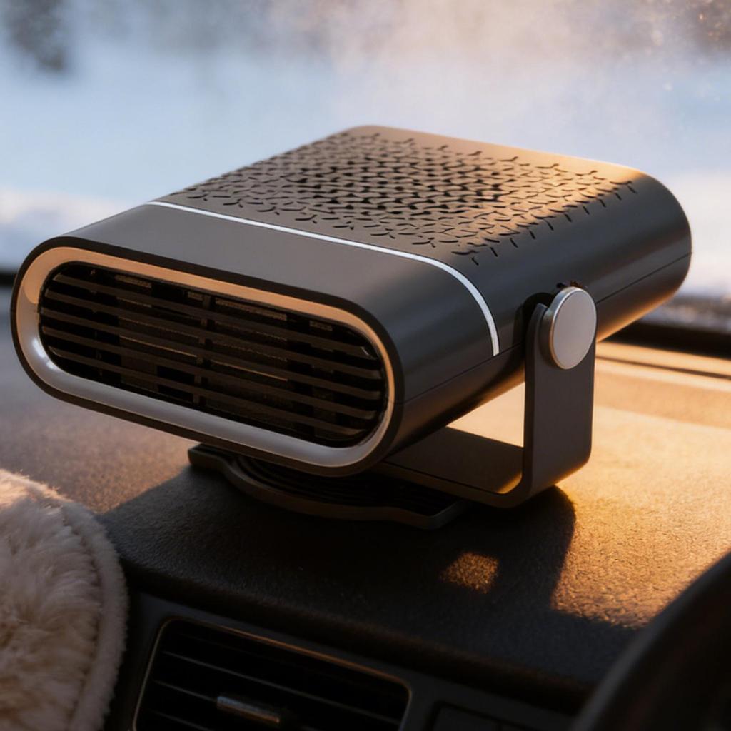 Tragbarer Heizlüfter für Auto 150W Schnelle Heizung 360 Grad Drehung 12V Tragbarer Autoheizlüfter und Entfroster für Innen Außen Garage