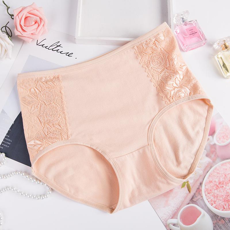 Pure Cotton Women's Lace Mid-High Waist Briefs (Fits 90-140 Lbs)