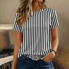Maglione da Donna a Maniche Corte Raglan con Collo a Strisce Stampa Casual Estiva alla Moda Blusa Tunica Top per Outfit Quotidiano da Donna