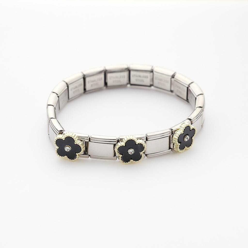 Stainless Steel Strap Stretch Five Leaf Flower Gold/Silver Bracelet Simple for Woman Girl New Trend Party Casual Jewelry Clover