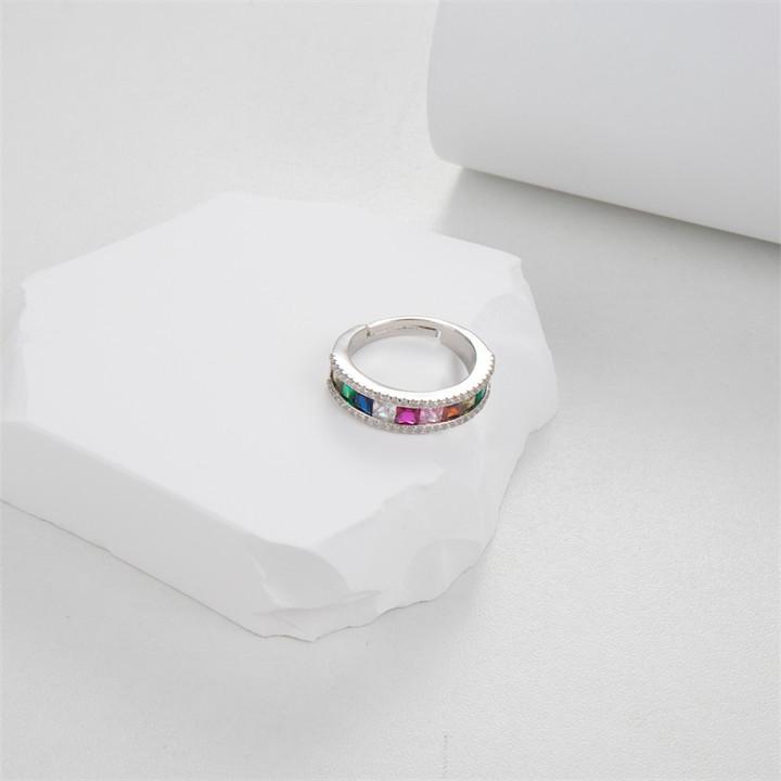 Women's Luxury Colorful Zircon Open Ring - High-End Fashion Design