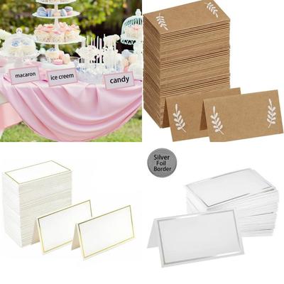 50Pcs Small Tent Card Wedding Name Cards Pink Framed Seat Card Hot-Selling Place Cards