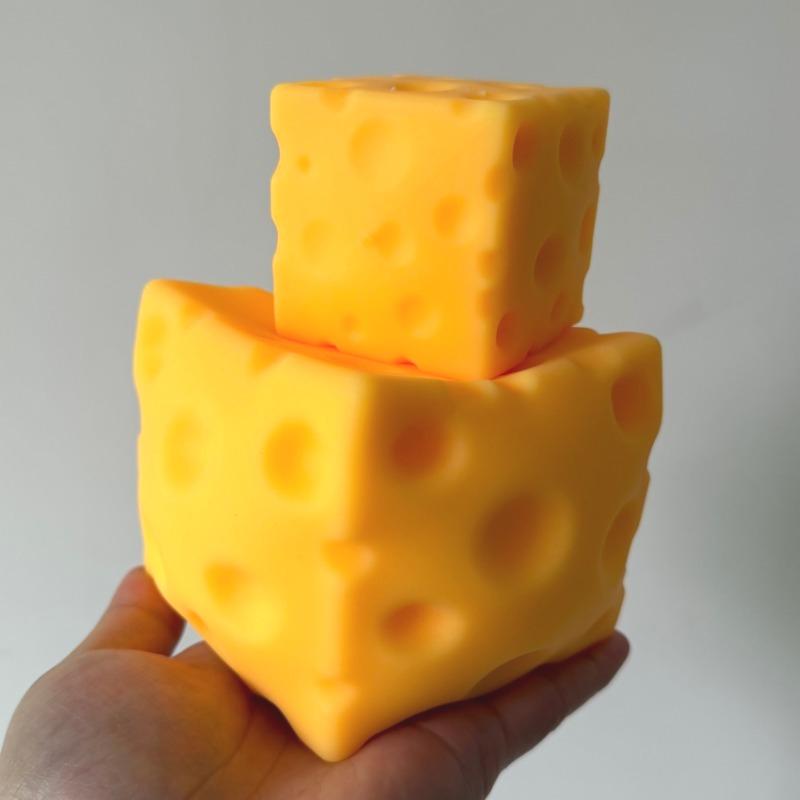 .Giant Cube Cheese Squeeze Toy Simulation Extra Large Size Cheese Fidget Toy Slow Rebound Shapeable Venting Ball For Adult Gifts