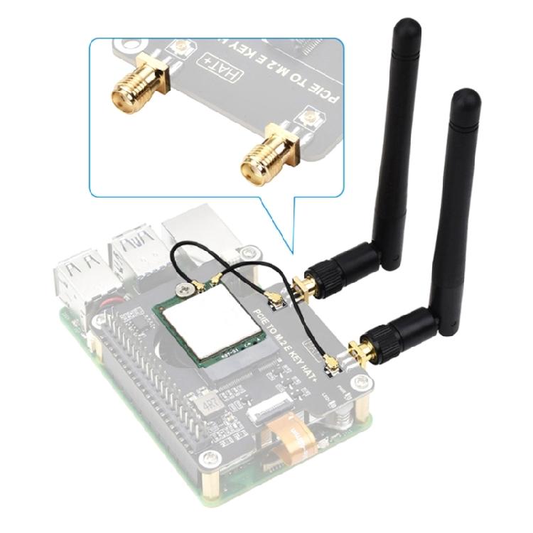 PCIe To M.2 E Key HAT+ Adapter Card Support For Pi 5 Expansion Board Various Wireless Cards Support WIFI5 Wifi6e