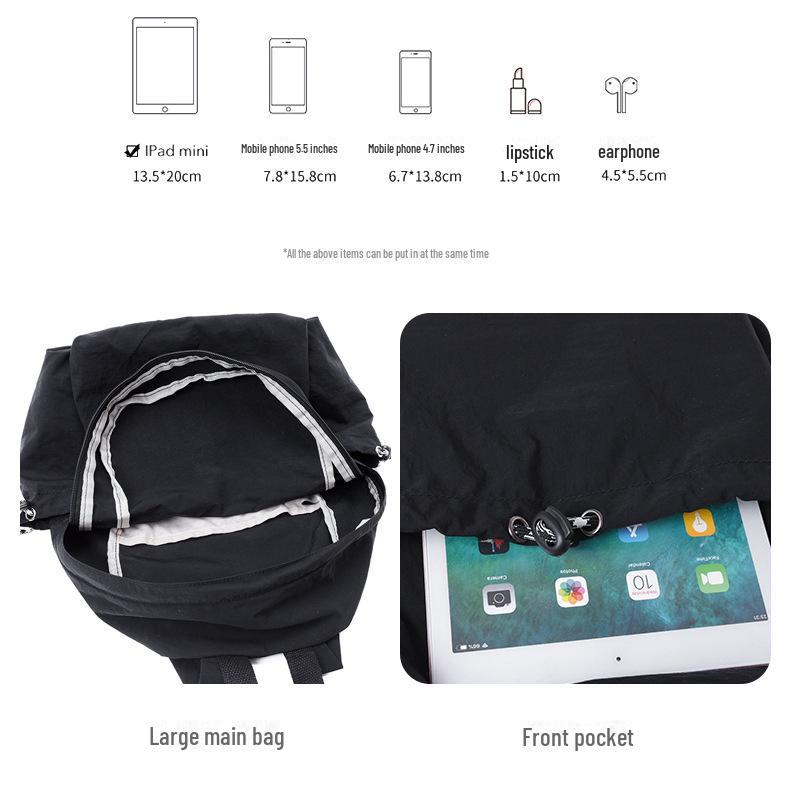 2025 Frühling Koreanischer Damen-Nylon-Rucksack: Trendy einfarbige lässige Schultasche für Schüler