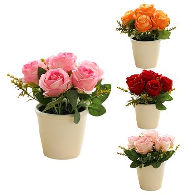 Exquisite Rose Flower Freshing Natural Plastic Potted