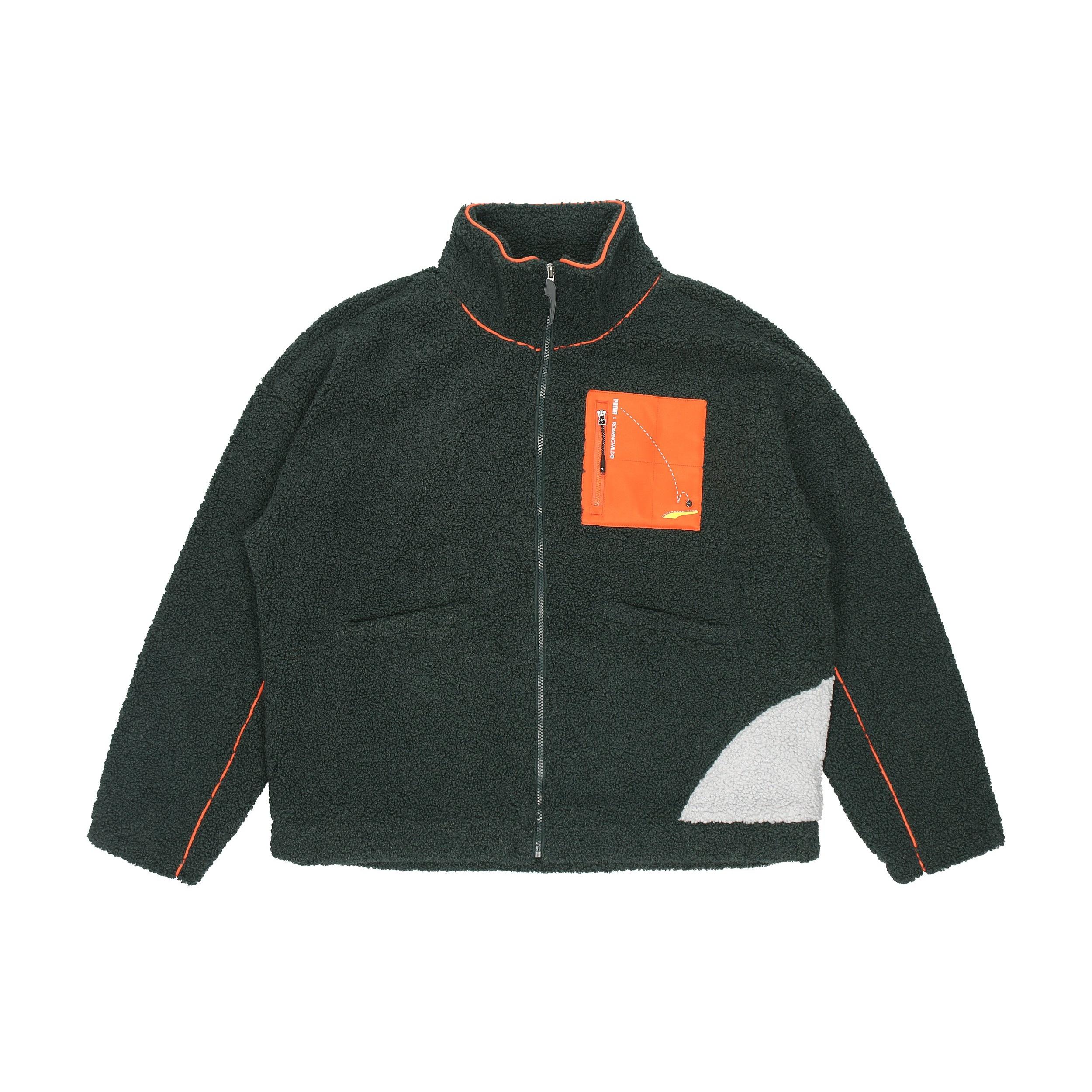 PUMA x ROARINGWILD Crossover Sherpa Jacket Contrasting Colors Zipper Pocket Fleece Stay Warm Logo Green Men s 532597-80 M