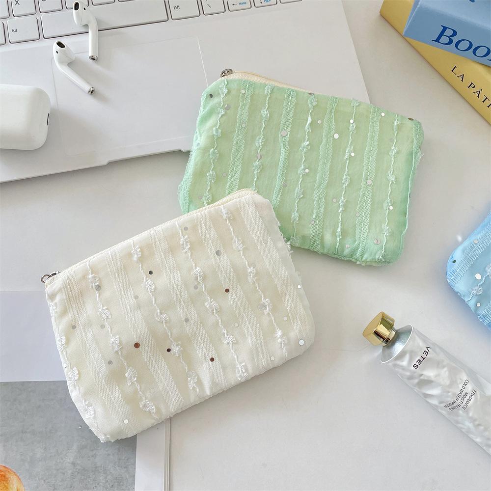 Sequin Three-dimensional Chiffon, Flower Change Bag, Sundries, Key Finishing Bag, Girls' Personal Belongings Storage Bag