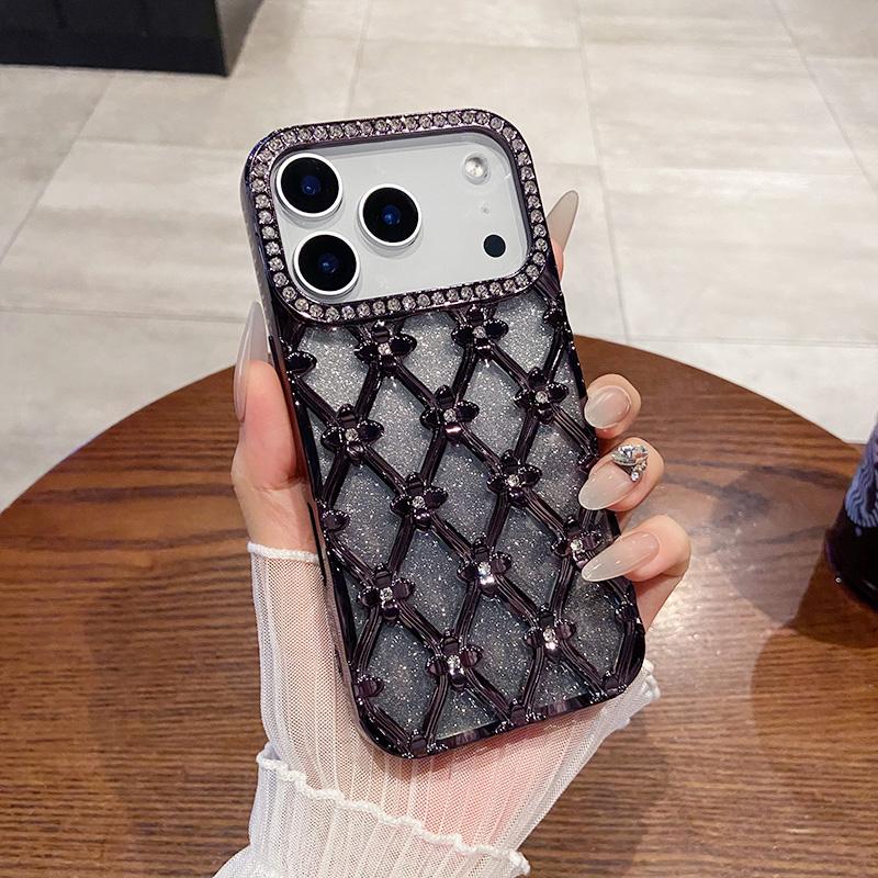 Luxury Glitter Diamond Gold Electroplated Case for IPhone 16 17 Air 12 13 14 15 Pro Max Camera Protection Cases Cover