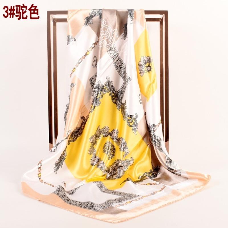 New simulation silk satin flower chain 90 * 90 generous silk scarf female scarf worker