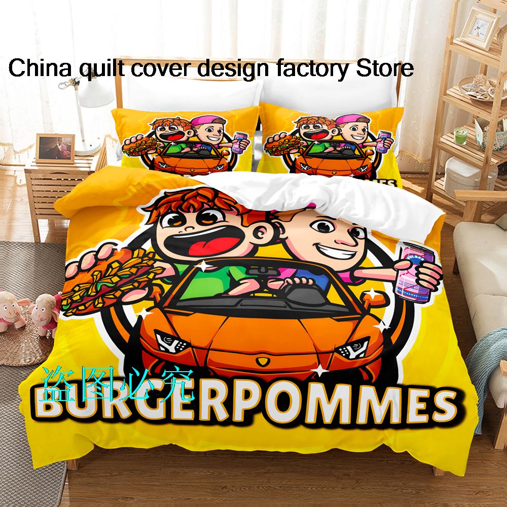 

Burgerpommes Icrimax Bedding Set Single Twin Full Queen King Size Bed Set Kids Bedroom Duvetcover Sets Anime Bed Sheet Set 150*200cm 3pcs