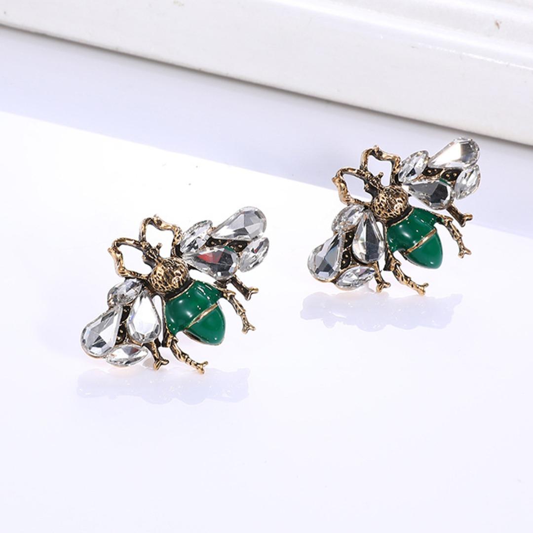 

PDTO горный хрусталь кристалл мед пчела серьги серьги-гвоздики очаровательные свадебные женские украшения