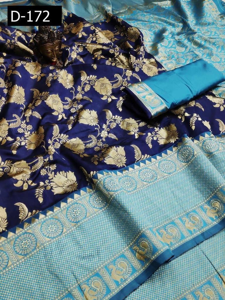 Indian Traditional Soft Lichi Silk Saree With Jecquard Weaving