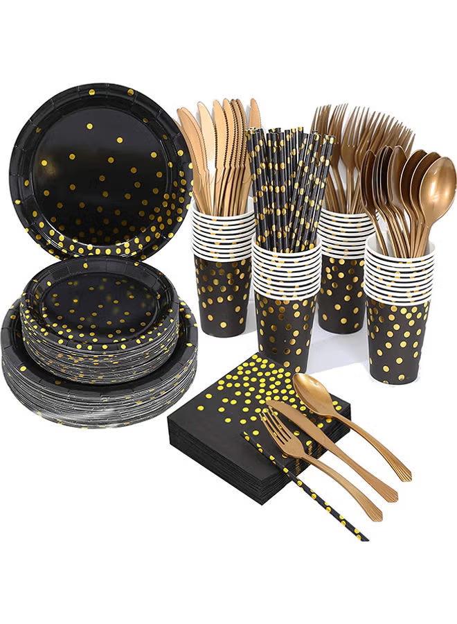 7" and 9" Polka Dot Hot Stamped Disposable Paper Plates - Party Set