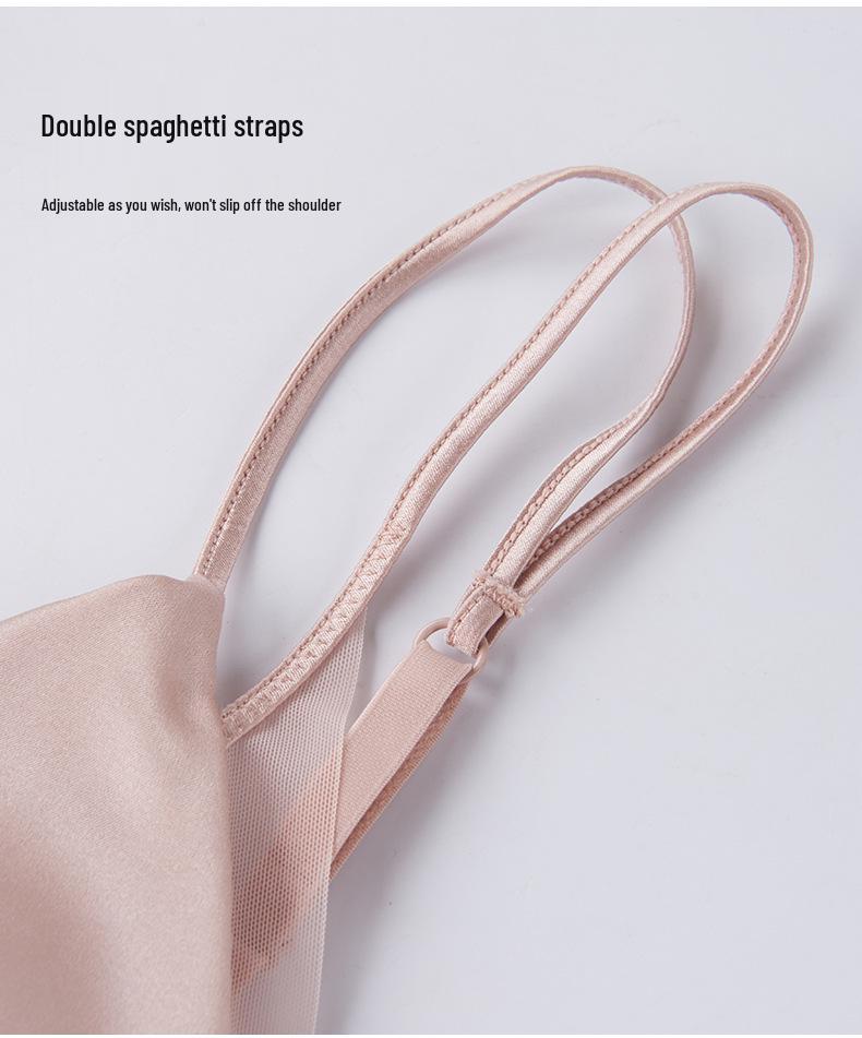 French Silk Satin Wire-Free Bra - Mulberry Silk, Breathable Mesh, Thin Triangle Cup, Lingerie for Large Busts