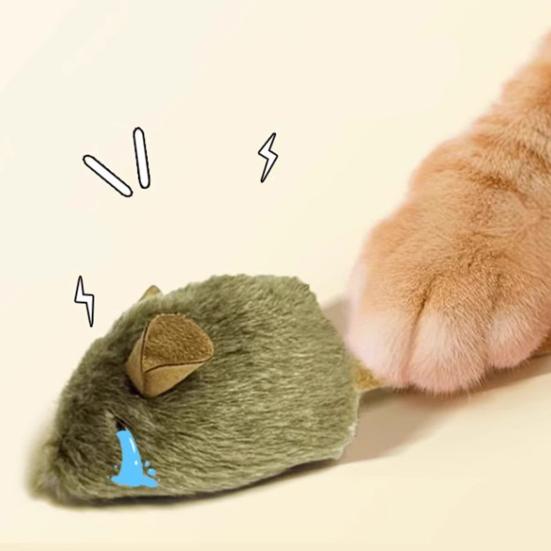 Realistic Simulation Mouse Cat Toy Automatic Squeaky Kitten Interactive Toy Bite Resistant Plush Mice Relieves Boredom Cat Supplies