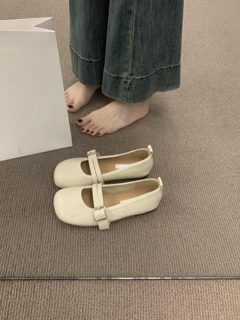 Retro Mango Head Mary Jane Shoes Are Versatile and Not Tired, One Pedal Ballet Single Shoes for Women