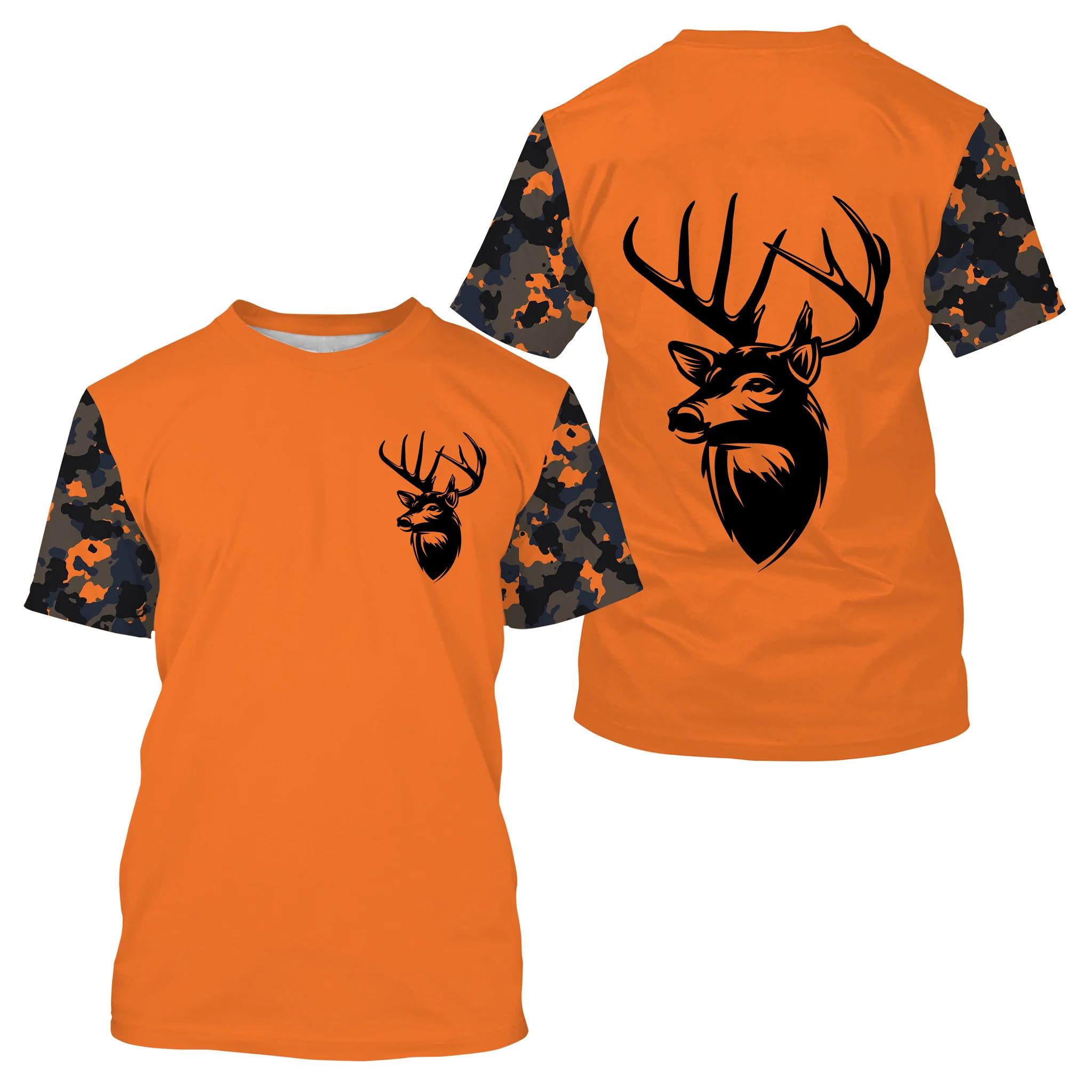 

2024 Чоловіча футболка із зображенням лося з 3D-друком Чоловіча мисливська модна футболка з тваринами Літня верхня футболка для активного відпочинку Повсякденний чоловічий одяг 6XL