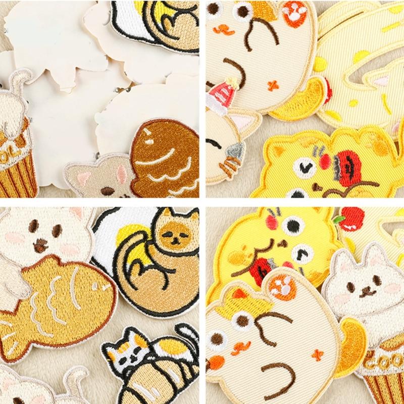 8 Pcs Cartoon Cats Iron On Patches Clothing Patches Animal Repair Patches Embroidery Patches for Bag Decoration