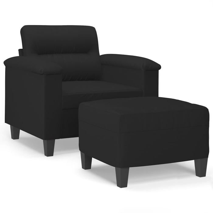 VidaXL Armchair with Footrest Black 60 Cm Microfibre Fabric, Sofa, Armchair, TV Armchair, Single Sofa, Sofa, Sofa 3201228